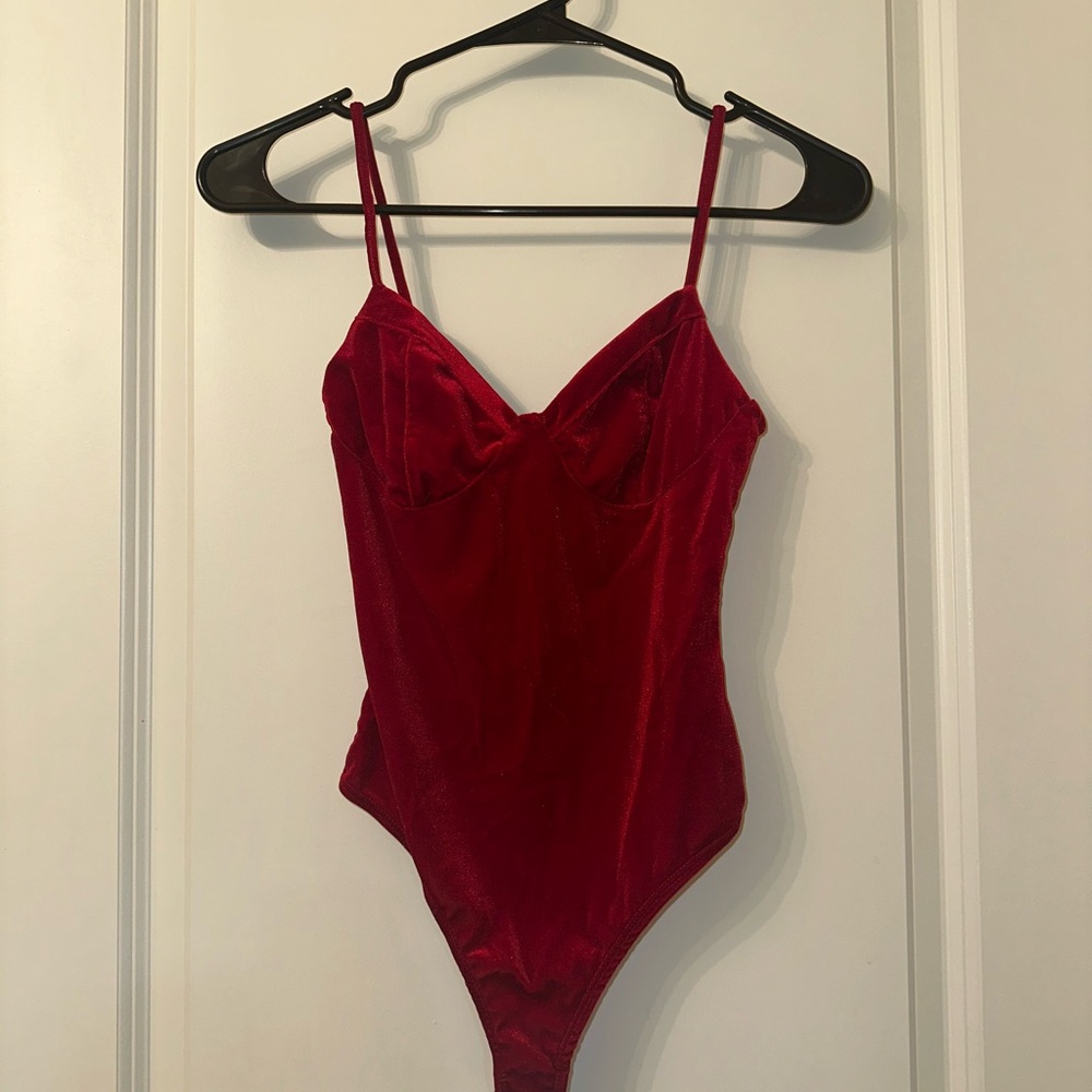 Urban Outfitters Red Velvet Bodysuit